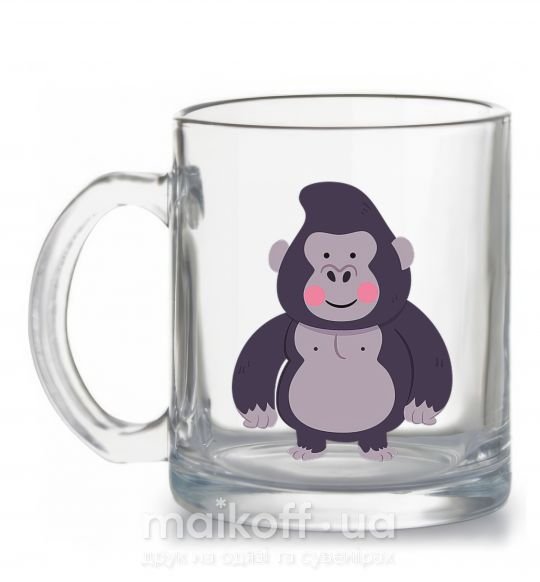 Чашка стеклянная Добрая горилла Прозрачный фото