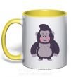 Чашка с цветной ручкой Добрая горилла Солнечно желтый фото
