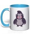 Чашка з кольоровою ручкою Добрая горилла Блакитний фото