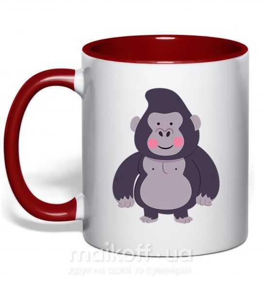 Чашка з кольоровою ручкою Добрая горилла Червоний фото