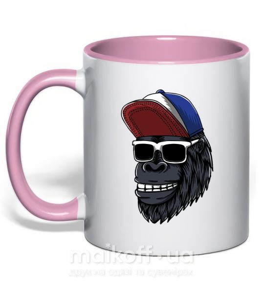 Чашка з кольоровою ручкою Swag gorilla Ніжно рожевий фото