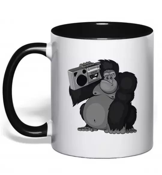 Чашка с цветной ручкой Горила з магнітофоном Черный фото