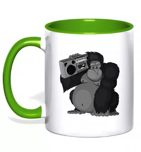 Чашка с цветной ручкой Горила з магнітофоном Зеленый фото