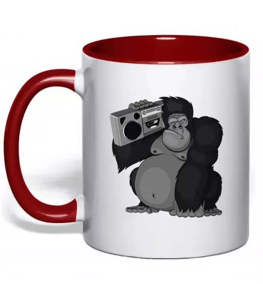 Чашка с цветной ручкой Горила з магнітофоном Красный фото