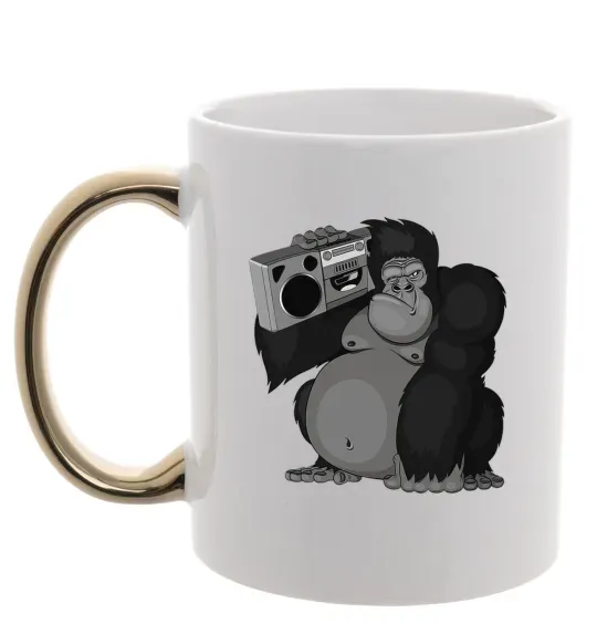 Чашка с цветной ручкой Горила з магнітофоном Золото фото