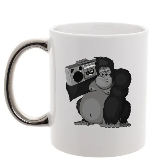 Чашка с цветной ручкой Горила з магнітофоном Серебро фото