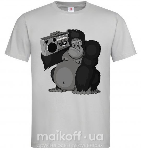 Мужская футболка Горилла с магнитофоном Серый фото
