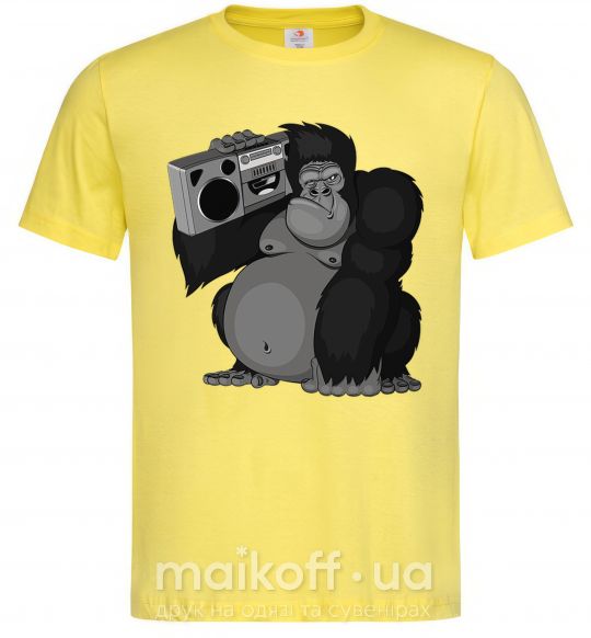 Мужская футболка Горилла с магнитофоном Лимонный фото