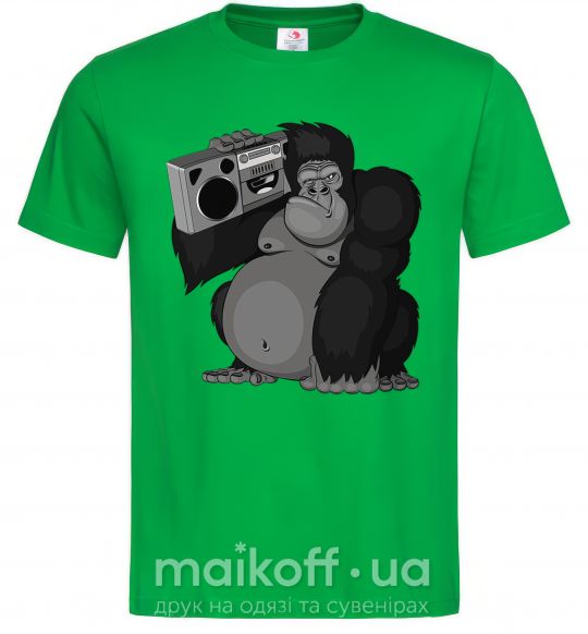 Мужская футболка Горилла с магнитофоном Зеленый фото