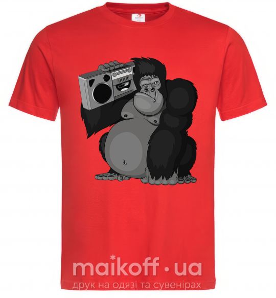 Мужская футболка Горилла с магнитофоном Красный фото