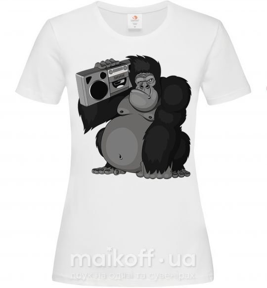 Жіноча футболка Горилла с магнитофоном Білий фото