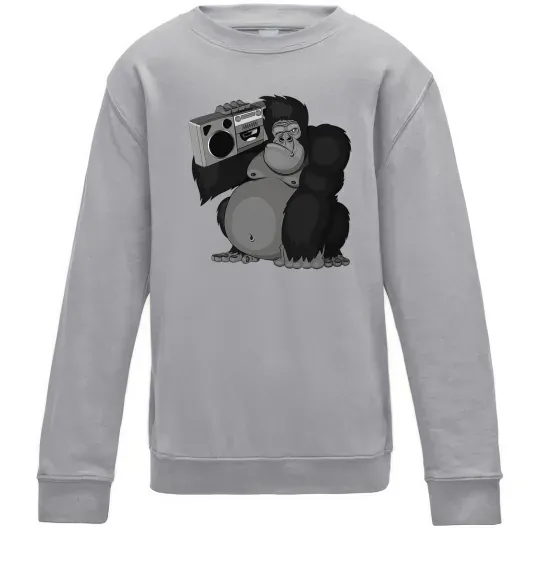 Детский Свитшот Горила з магнітофоном Серый меланж фото