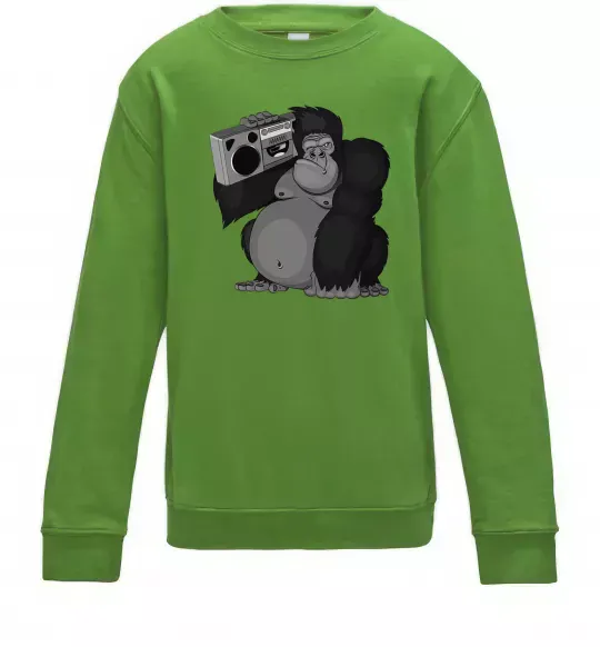 Детский Свитшот Горила з магнітофоном Лаймовый фото