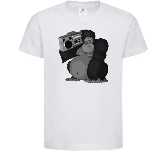 Дитяча футболка Горила з магнітофоном Білий фото