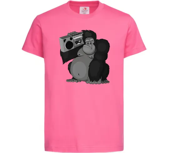 Дитяча футболка Горила з магнітофоном Яскраво-рожевий фото