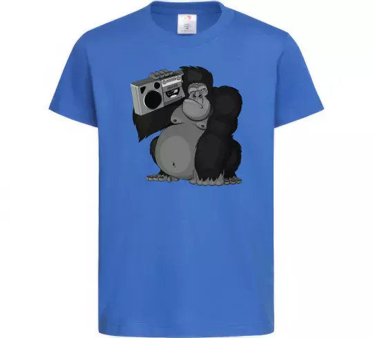 Дитяча футболка Горила з магнітофоном Яскраво-синій фото