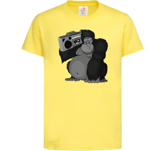 Дитяча футболка Горила з магнітофоном Лимонний фото