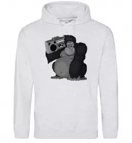 Мужская толстовка (худи) Сіра горила Серый меланж фото