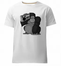 Мужская премиум футболка Горила сидить Белый фото