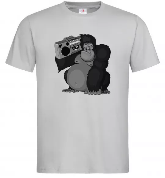 Чоловіча футболка Горила з магнітофоном Сірий фото