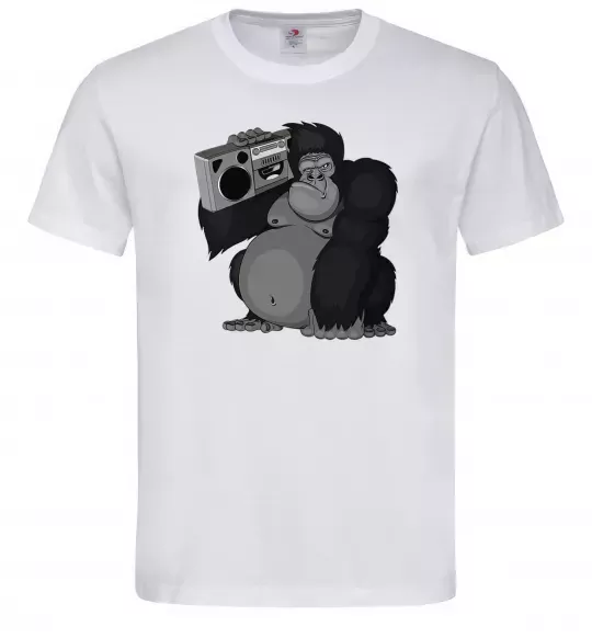 Чоловіча футболка Горила з магнітофоном Білий фото
