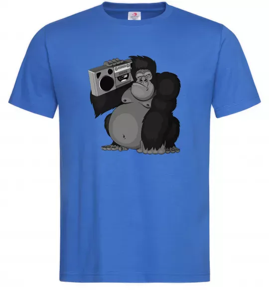 Чоловіча футболка Горила з магнітофоном Яскраво-синій фото