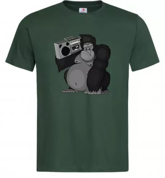 Чоловіча футболка Горила з магнітофоном Темно-зелений фото