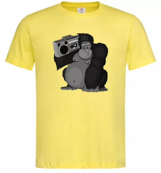 Чоловіча футболка Горила з магнітофоном Лимонний фото