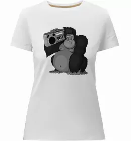 Женская премиум футболка Горила сидить Белый фото