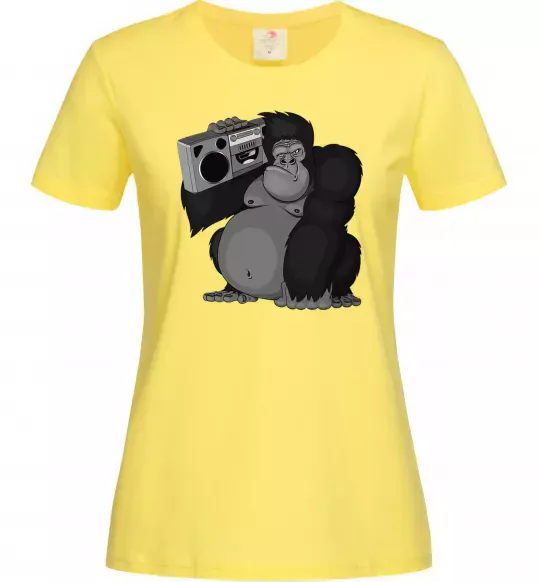 Женская футболка Горила з магнітофоном Лимонный фото