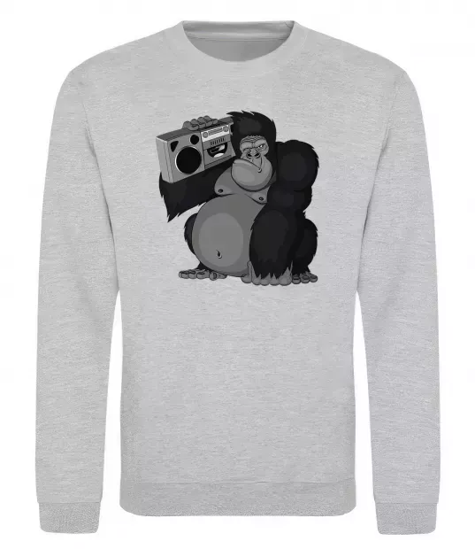 Світшот Горила з магнітофоном Сірий меланж фото
