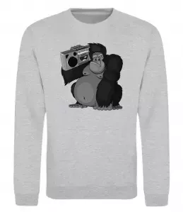 Свитшот Горила з магнітофоном Серый меланж фото
