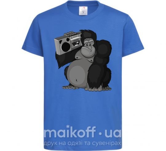 Детская футболка Горилла с магнитофоном Ярко-синий фото