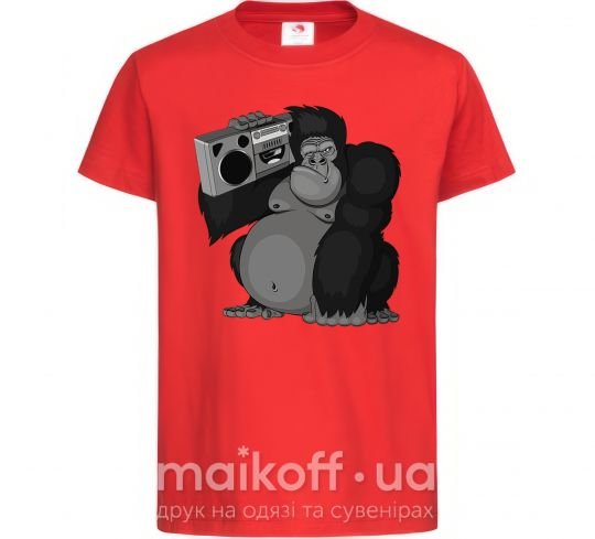 Детская футболка Горилла с магнитофоном Красный фото