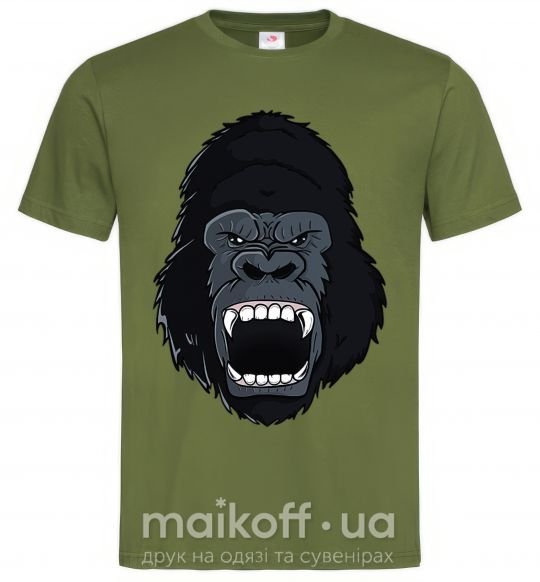 Мужская футболка Кричащая горилла Оливковый фото