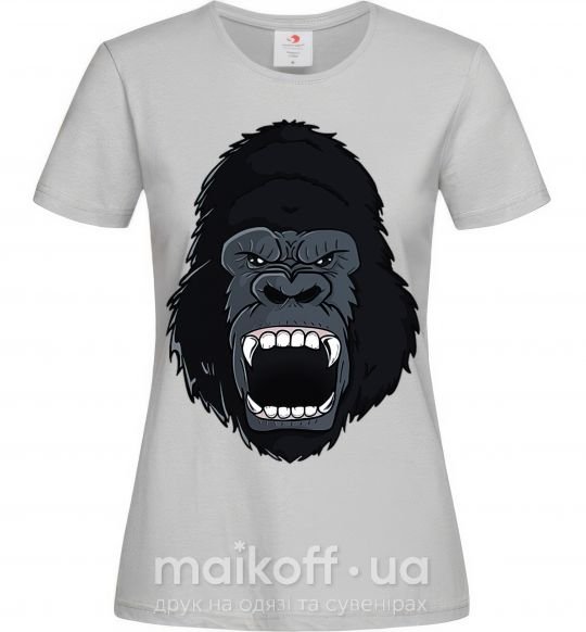 Женская футболка Кричащая горилла Серый фото