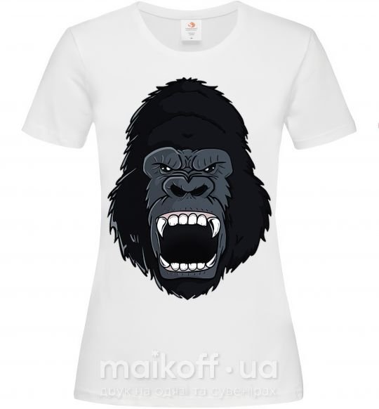 Женская футболка Кричащая горилла Белый фото
