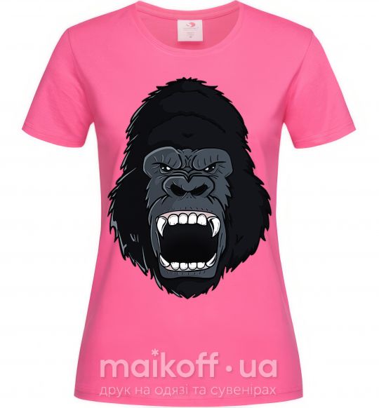 Жіноча футболка Кричащая горилла Яскраво-рожевий фото