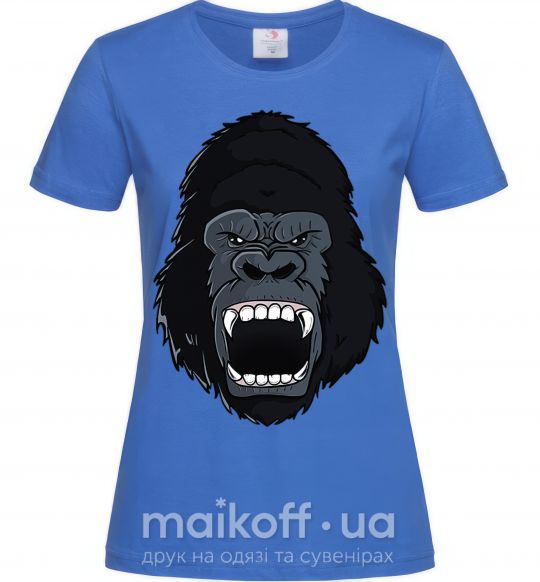 Жіноча футболка Кричащая горилла Яскраво-синій фото