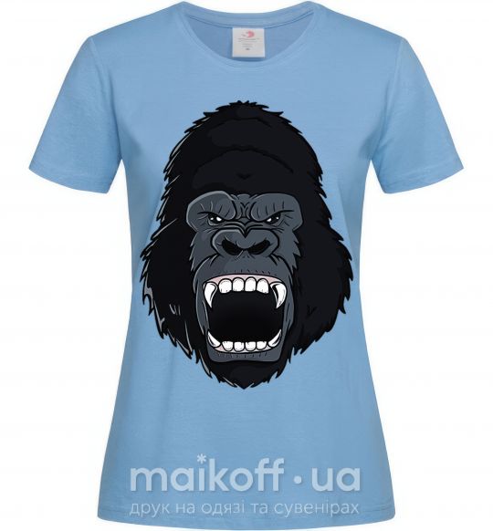 Жіноча футболка Кричащая горилла Блакитний фото