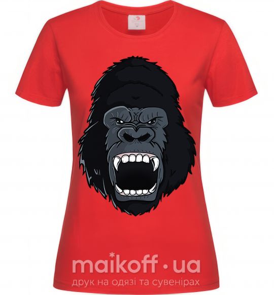 Женская футболка Кричащая горилла Красный фото