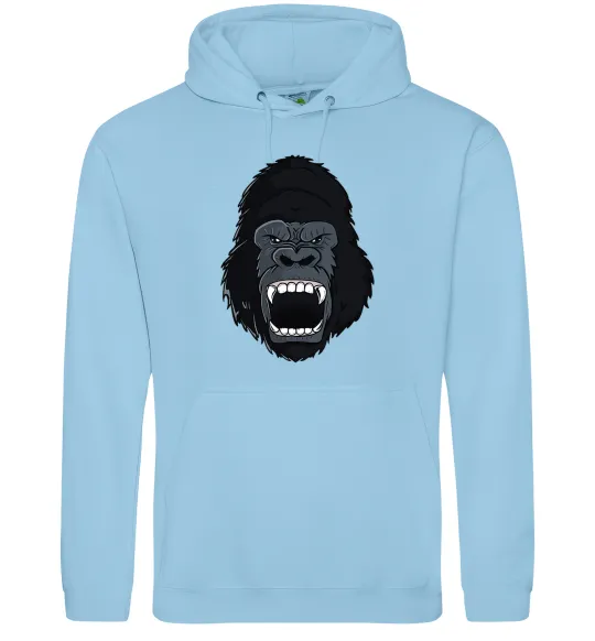 Мужская толстовка (худи) Горила кричить Голубой фото