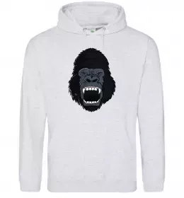 Женская толстовка (худи) Горила кричить Серый меланж фото