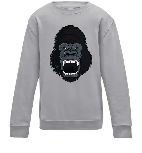 Детский Свитшот Горила кричить Серый меланж фото