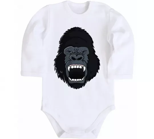 Дитячий бодік Горила кричить Білий фото
