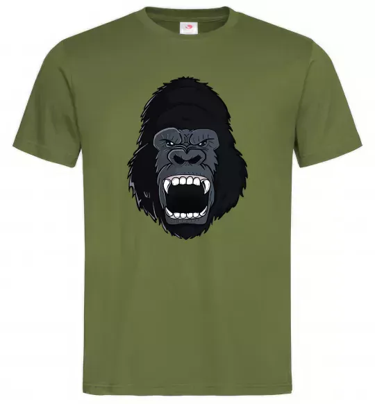 Мужская футболка Горила кричить Оливковый фото