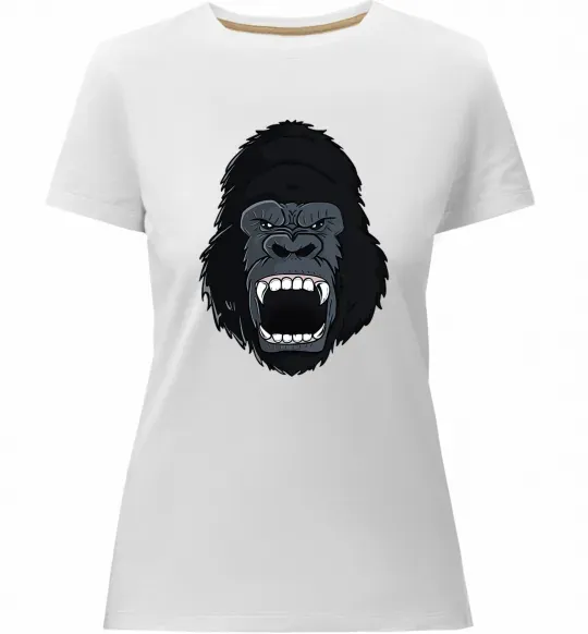 Жіноча преміум футболка Горила кричить Білий фото