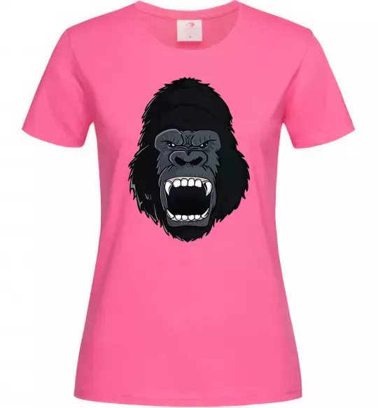 Женская футболка Горила кричить Ярко-розовый фото