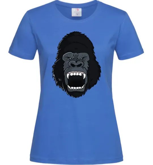 Женская футболка Горила кричить Ярко-синий фото