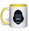 Чашка з кольоровою ручкою Кричащая горилла Сонячно жовтий фото